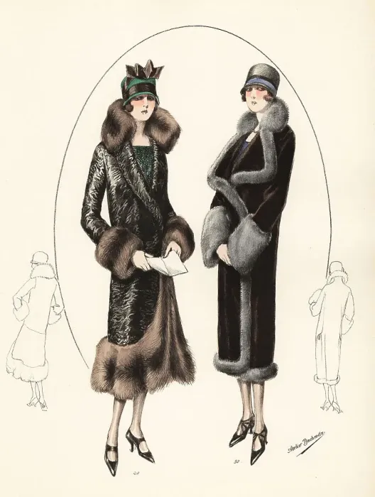 Framed Print : Fashionable women in cloche hats and fur coats, 1926 Framed Print : Fashionable women in cloche hats and fur coats, 1926