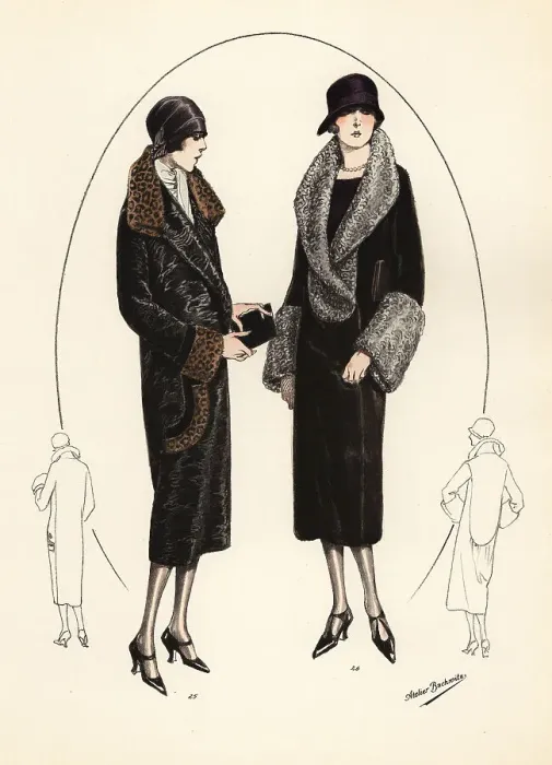 Framed Print : Fashionable women in cloche hats and fur coats, 1926 Framed Print : Fashionable women in cloche hats and fur coats, 1926