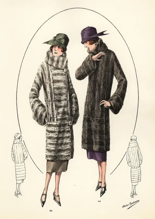 Framed Print : Fashionable women in cloche hats and fur coats, 1926 Framed Print : Fashionable women in cloche hats and fur coats, 1926