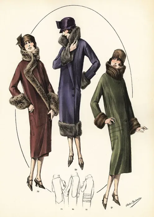 Framed Print : Fashionable women in cloche hats and fur coats, 1926 Framed Print : Fashionable women in cloche hats and fur coats, 1926