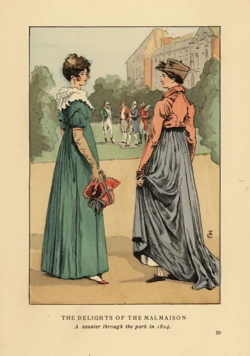 Framed Print : Fashionable women enjoying the delights of Malmaison, 1804 Framed Print : Fashionable women enjoying the delights of Malmaison, 1804