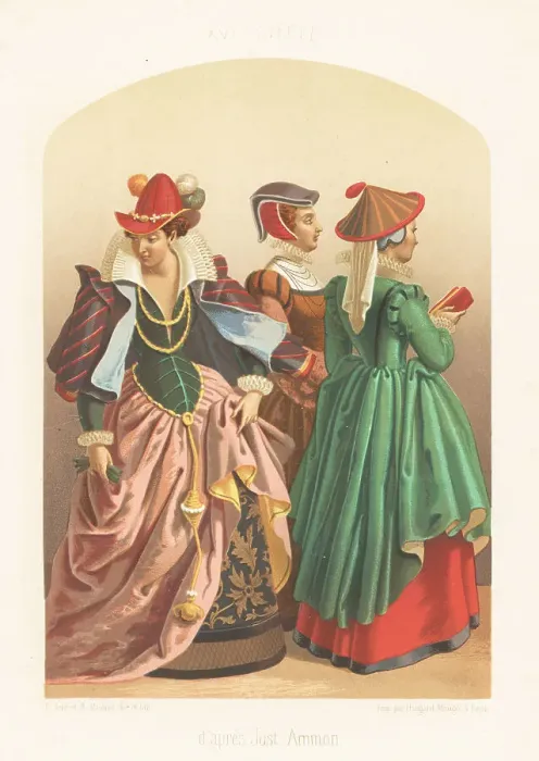 Framed Print : Fashionable women by Jost Ammon, 16th century Framed Print : Fashionable women by Jost Ammon, 16th century