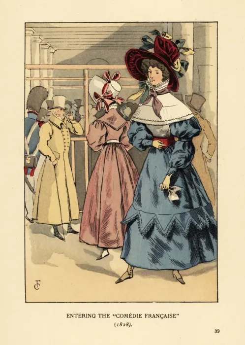 Framed Print : Fashionable women at a play, 1828 Framed Print : Fashionable women at a play, 1828