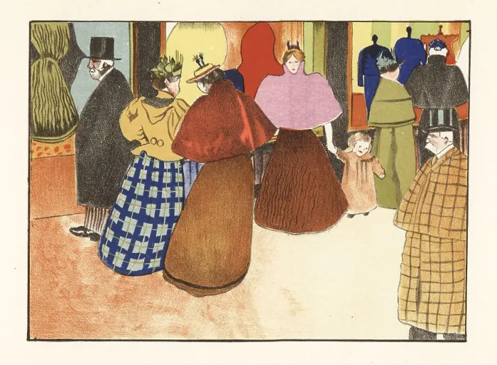 Framed Print : Fashionable women in short capes and full skirts, Paris, 1895 Framed Print : Fashionable women in short capes and full skirts, Paris, 1895
