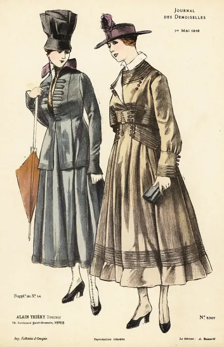 Framed Print : Two fashionable women on a spring stroll, WWI Framed Print : Two fashionable women on a spring stroll, WWI