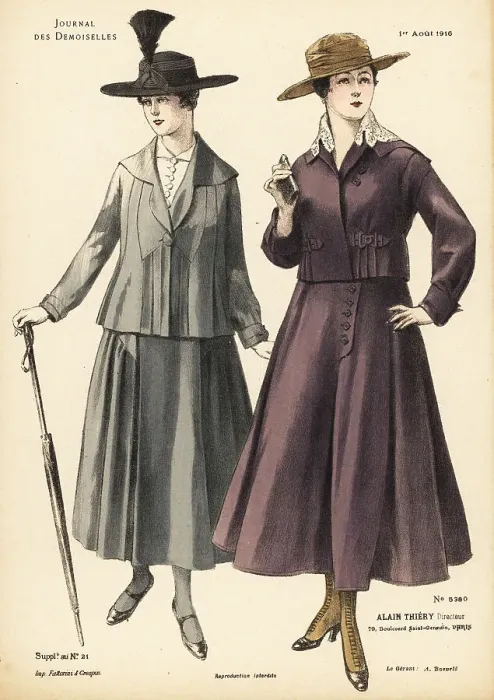 Framed Print : Two fashionable women on a summer stroll, WWI Framed Print : Two fashionable women on a summer stroll, WWI