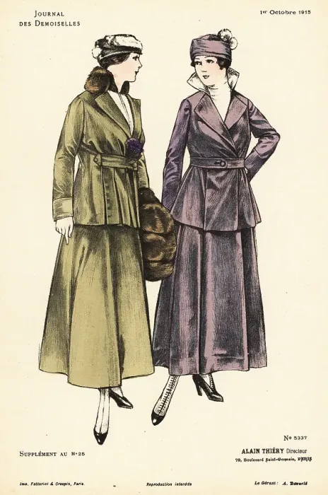 Framed Print : Two fashionable women in wool suits, WWI Framed Print : Two fashionable women in wool suits, WWI
