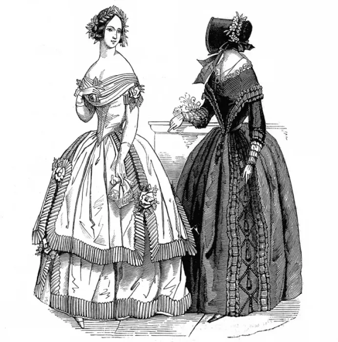 Framed Print : Fashions for February, 1844 Framed Print : Fashions for February, 1844
