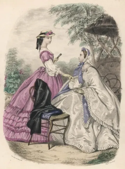 Framed Print : Fashions in Garden ?1864 Framed Print : Fashions in Garden ?1864