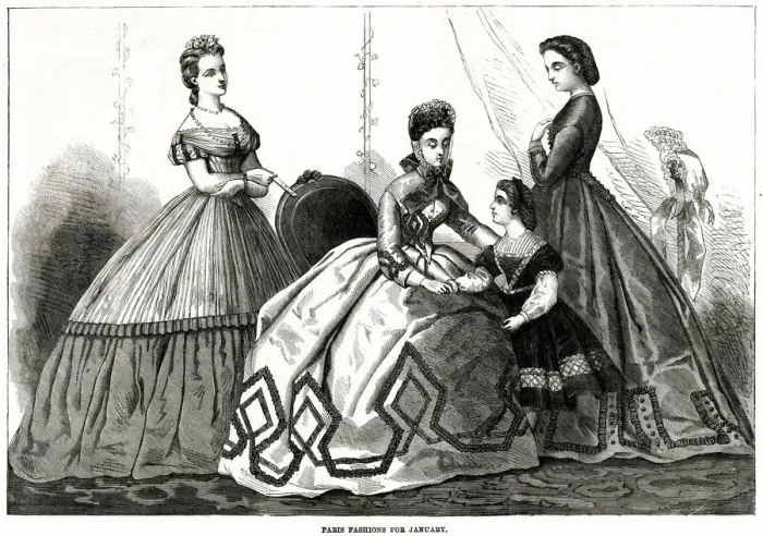 Framed Print : Fashions for January 1864 Framed Print : Fashions for January 1864