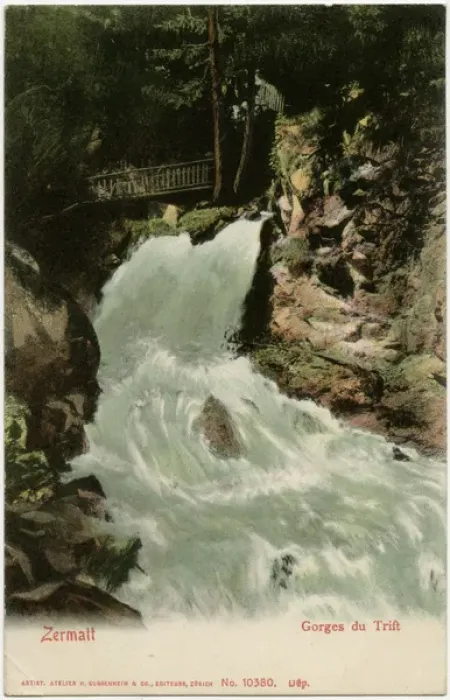 Framed Print : Fast-flowing water through Trift Gorge, Zermatt, Switzerland