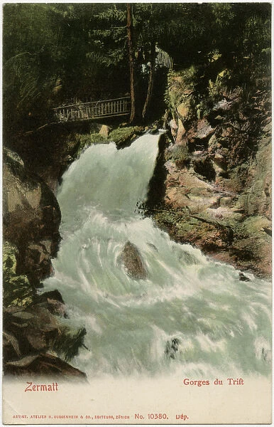 Fast-flowing water through Trift Gorge, Zermatt, Switzerland