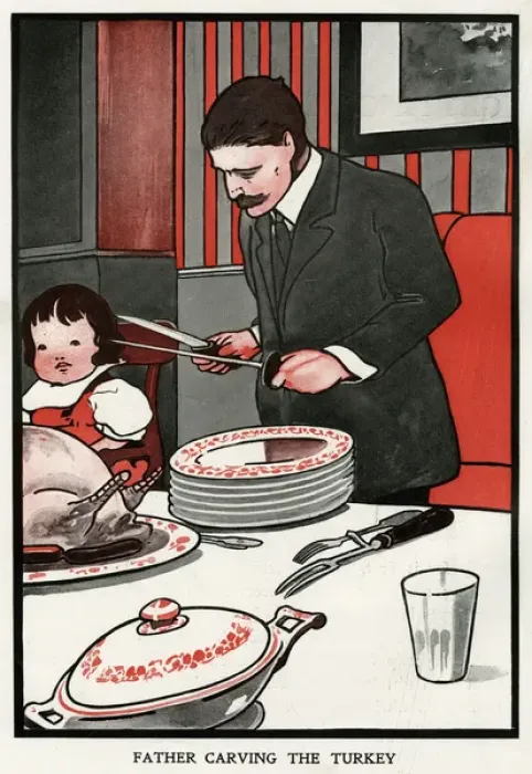 Framed Print : Father Carving the Turkey by Charles Robinson Framed Print : Father Carving the Turkey by Charles Robinson