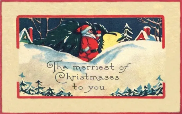 Framed Print : Father Christmas carrying a Christmas tree Framed Print : Father Christmas carrying a Christmas tree