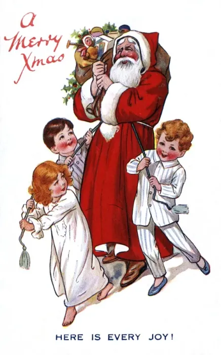 Framed Print : Father Christmas with children Framed Print : Father Christmas with children