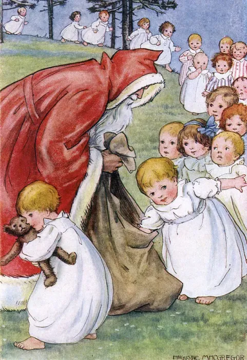 Framed Print : Father Christmas delivering Xmas presents Framed Print : Father Christmas delivering Xmas presents
