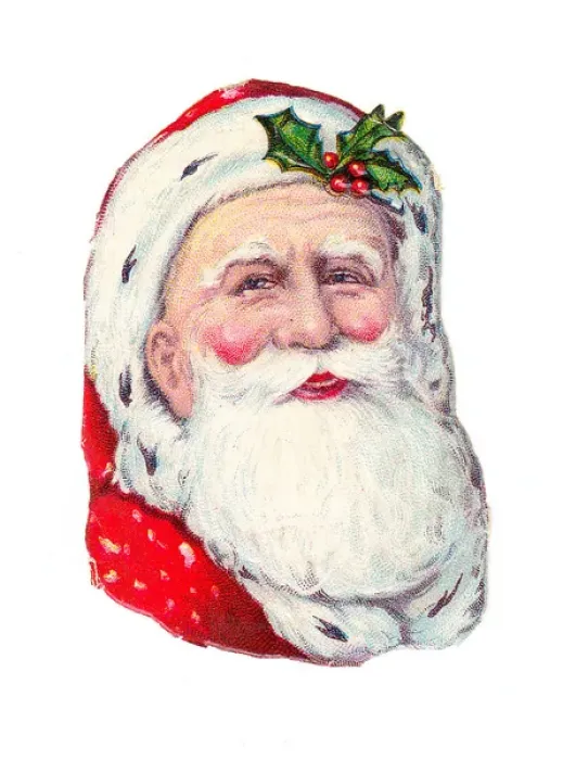 Framed Print : Father Christmas with holly on a Victorian scrap Framed Print : Father Christmas with holly on a Victorian scrap