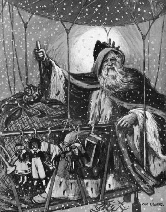 Framed Print : Father Christmas in a hot air balloon Framed Print : Father Christmas in a hot air balloon