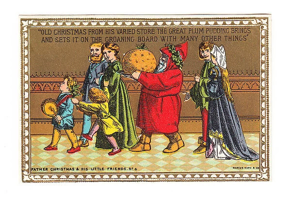 Father Christmas on a medieval style Christmas card