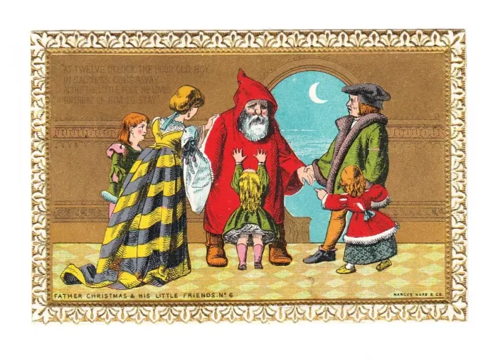 Framed Print : Father Christmas on a medieval style Christmas card Framed Print : Father Christmas on a medieval style Christmas card