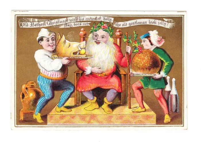 Framed Print : Father Christmas on a medieval style Christmas card Framed Print : Father Christmas on a medieval style Christmas card