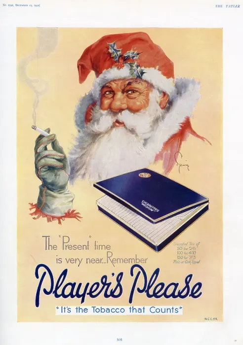 Framed Print : Father Christmas in Players advert Framed Print : Father Christmas in Players advert