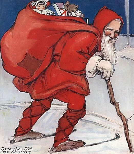 Father Christmas with his sack, by Muriel Dawson