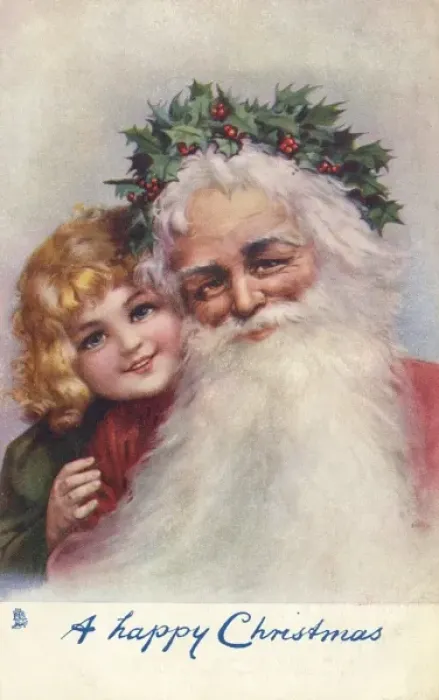 Framed Print : Father Cristmas and young girl Framed Print : Father Cristmas and young girl