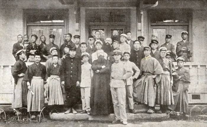Framed Print : Father Ferrand and his students - Catholic Hostel, Tokyo Framed Print : Father Ferrand and his students - Catholic Hostel, Tokyo