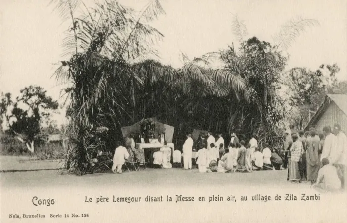 Framed Print : Father Lemegour conducts Mass - Belgian Congo, Africa Framed Print : Father Lemegour conducts Mass - Belgian Congo, Africa