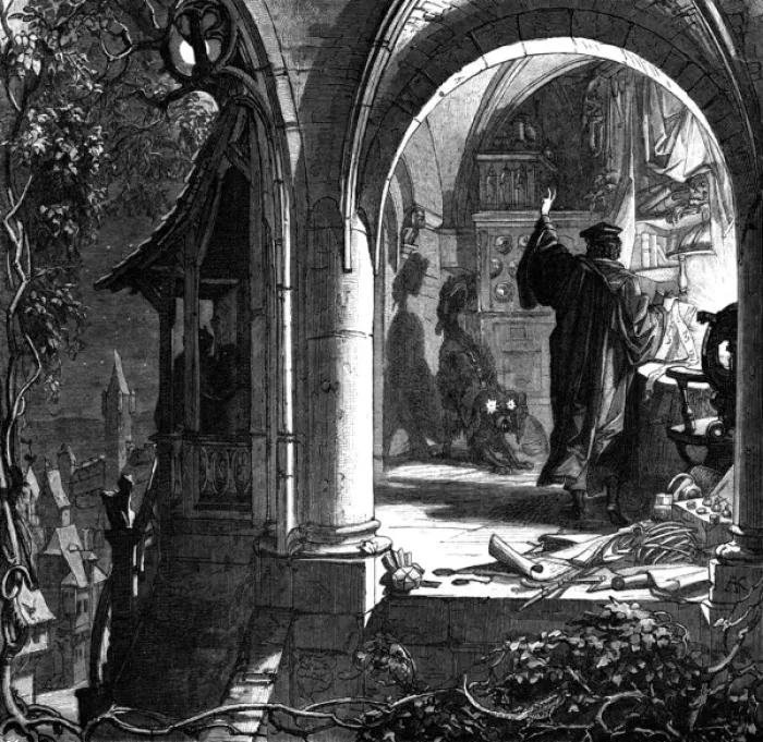 Framed Print : Faust, Wagner & Dog Framed Print : Faust, Wagner & Dog
