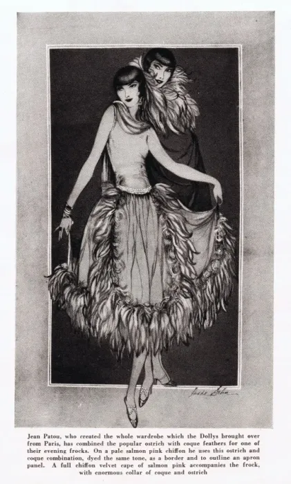 Framed Print : Feathered evening frock by Patou for the Dolly Sisters Framed Print : Feathered evening frock by Patou for the Dolly Sisters