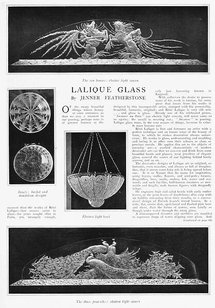 Feature about Lalique glass with four photographs, 1925