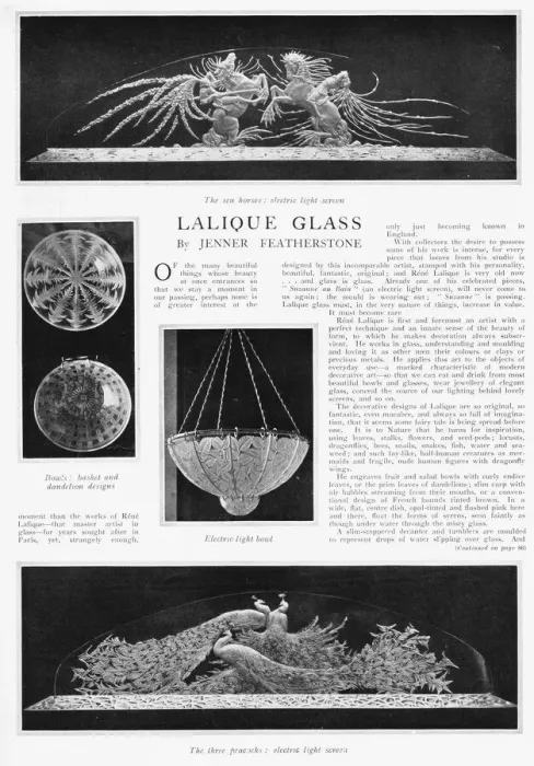 Framed Print : Feature about Lalique glass with four photographs, 1925 Framed Print : Feature about Lalique glass with four photographs, 1925