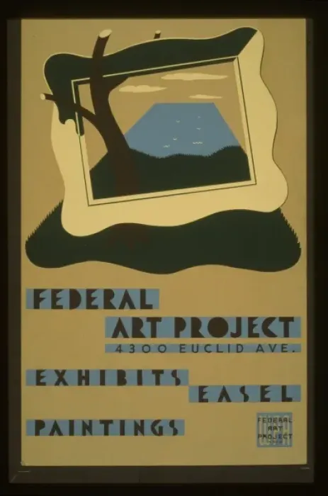 Framed Print : Federal Art Project, 4300 Euclid Ave. exhibits easel painti Framed Print : Federal Art Project, 4300 Euclid Ave. exhibits easel painti