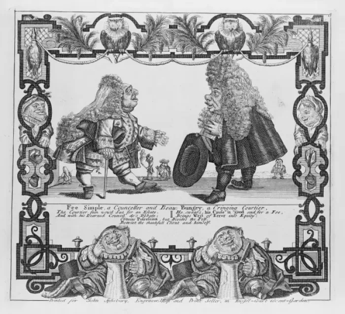 Framed Print : Fee Simple, a councellor and Beau Bungey, a cringing courtie Framed Print : Fee Simple, a councellor and Beau Bungey, a cringing courtie
