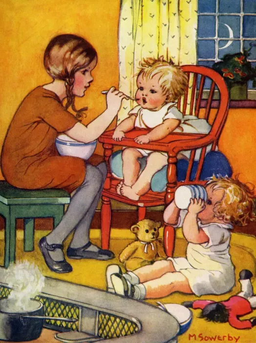 Framed Print : Feeding babies Framed Print : Feeding babies