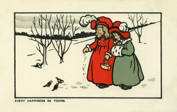 Framed Print : Feeding the birds in the snow Framed Print : Feeding the birds in the snow