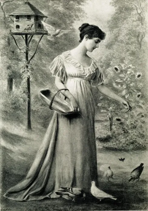 Framed Print : Feeding the Doves, a Living Picture Framed Print : Feeding the Doves, a Living Picture