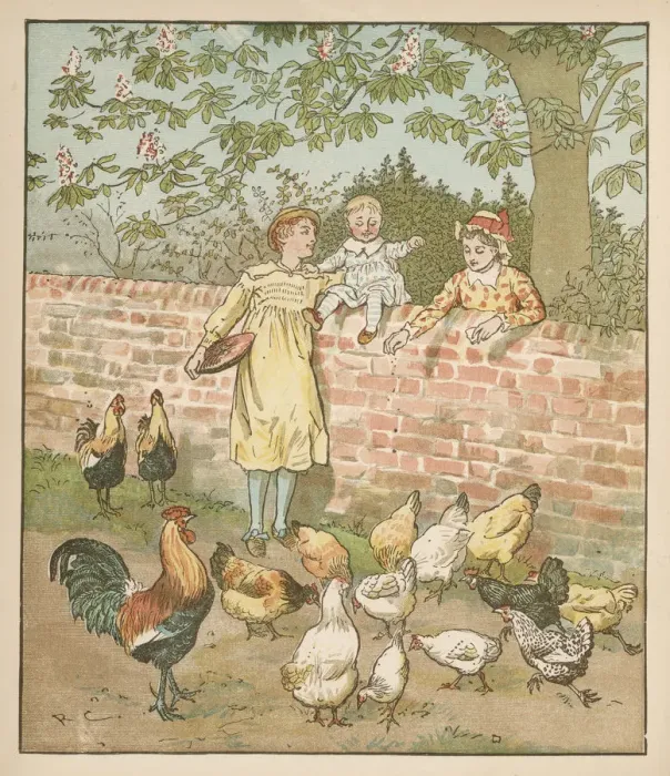 Framed Print : FEEDING THE FOWLS 1887 Framed Print : FEEDING THE FOWLS 1887