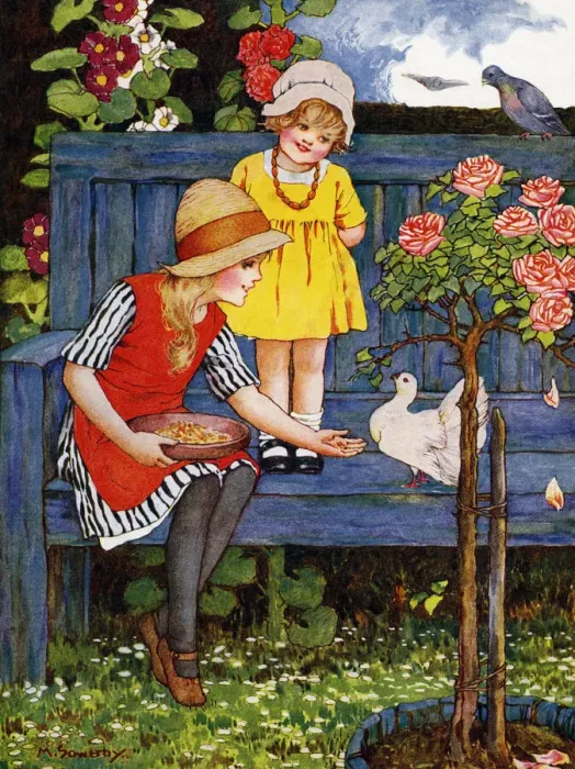 Framed Print : Feeding pigeons