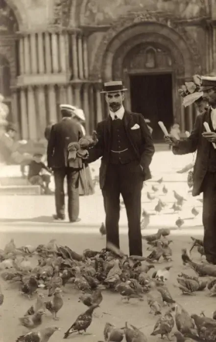 Framed Print : Feeding pigeons before St Marks Basilica, Venice, Italy Framed Print : Feeding pigeons before St Marks Basilica, Venice, Italy