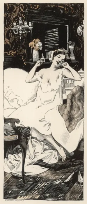 Framed Print : Female in Bed 1911 Framed Print : Female in Bed 1911