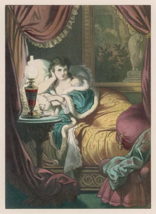 Framed Print : Female in Bed Reading Framed Print : Female in Bed Reading