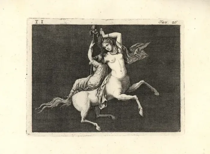 Framed Print : Female centaur and bacchant carrying a thyrsus or staff Framed Print : Female centaur and bacchant carrying a thyrsus or staff