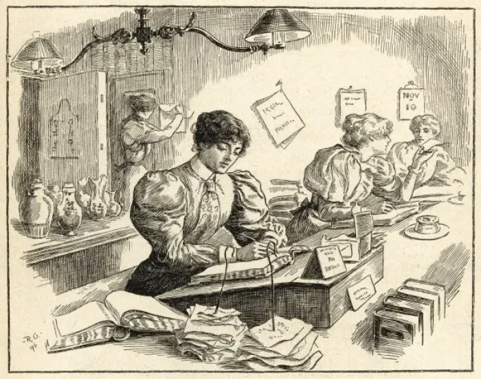 Framed Print : Female Clerk in china factory Framed Print : Female Clerk in china factory