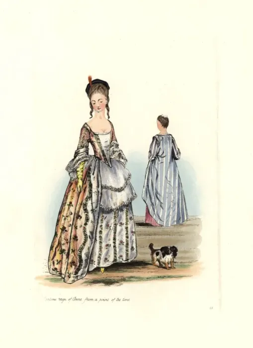 Framed Print : Female costume from the time of Queen Anne Framed Print : Female costume from the time of Queen Anne