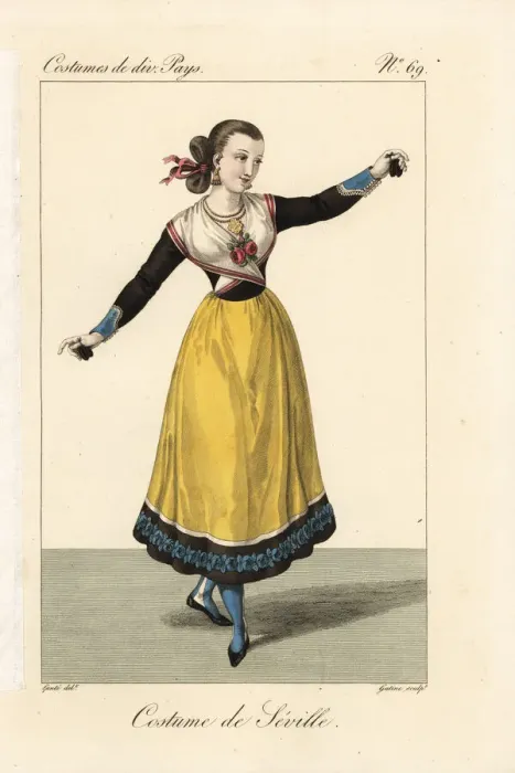 Framed Print : Female dancer of Seville, Spain, 19th century Framed Print : Female dancer of Seville, Spain, 19th century