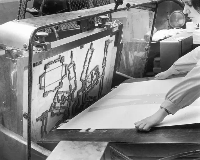Framed Print : Female Factory Worker Heinz Zinram 1950s Printed Framed Print : Female Factory Worker Heinz Zinram 1950s Printed
