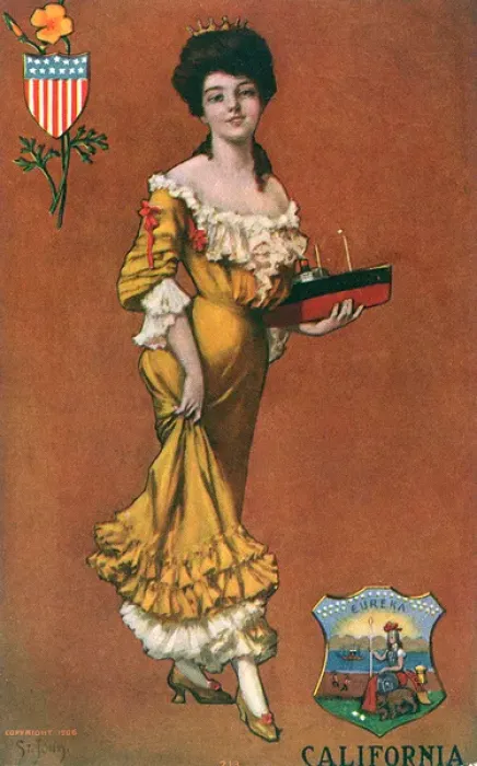 Framed Print : Female figure representing California, USA Framed Print : Female figure representing California, USA
